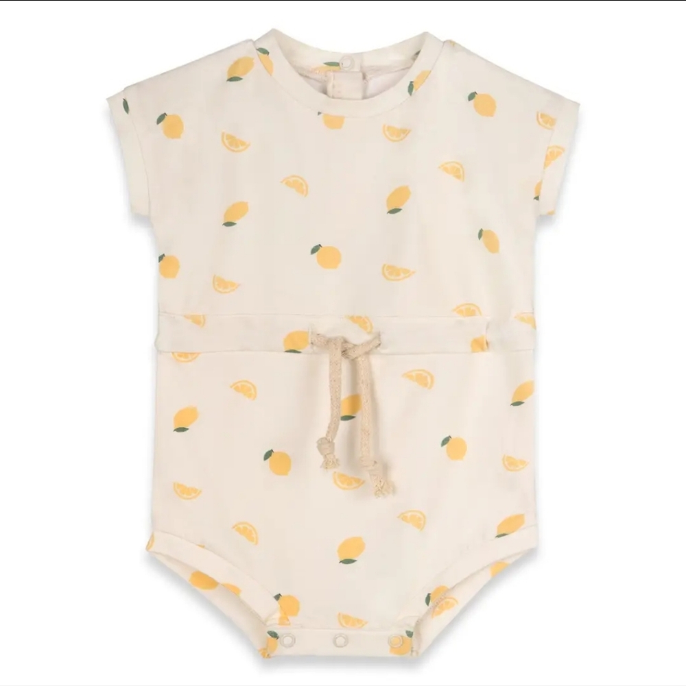 Lemon Waist Tie Short Baby Romper
